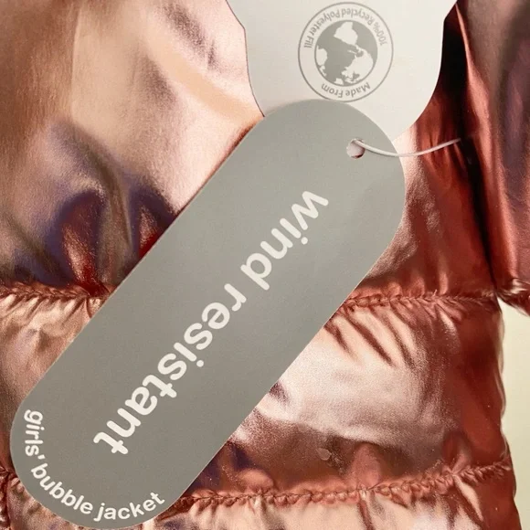 Rose Gold Metallic Bubble Jacket with Hood - Picture 6 of 7